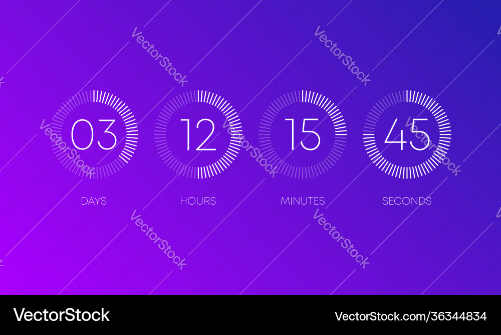 Countdown clock on orange gradient background vector image