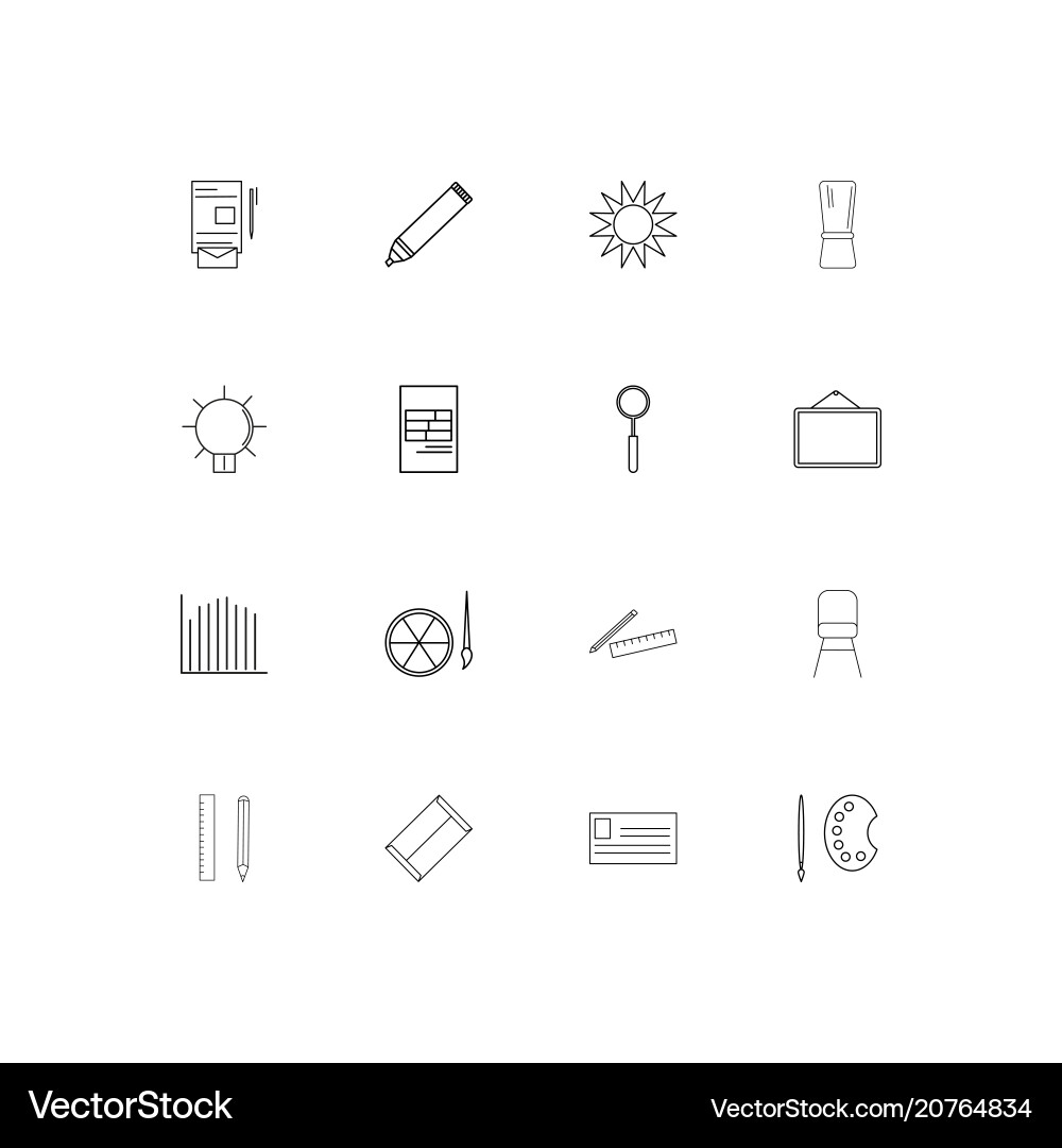 Creative process and design linear thin icons set vector image