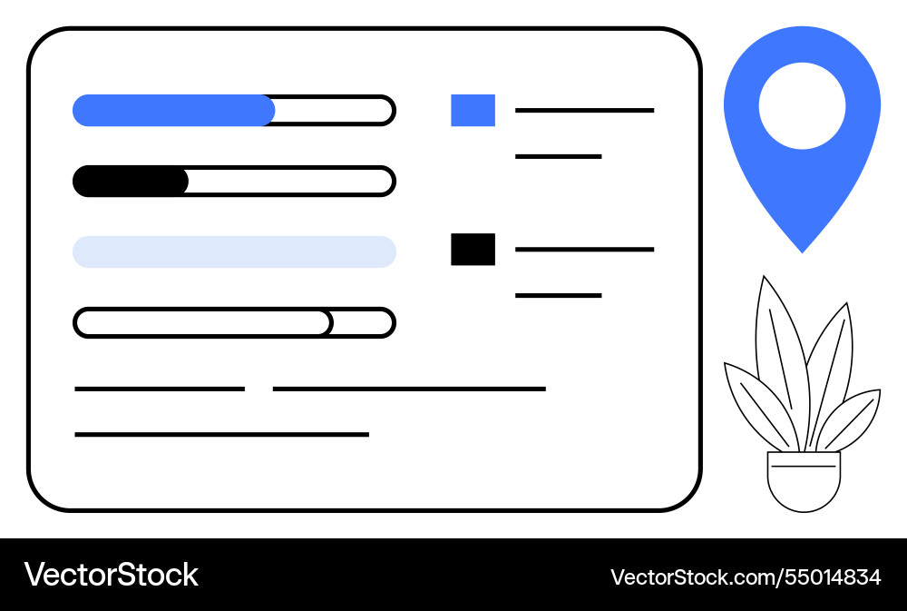 Dashboard with progress bars geolocation pin Dashboard with progress bars geolocation pin vector image