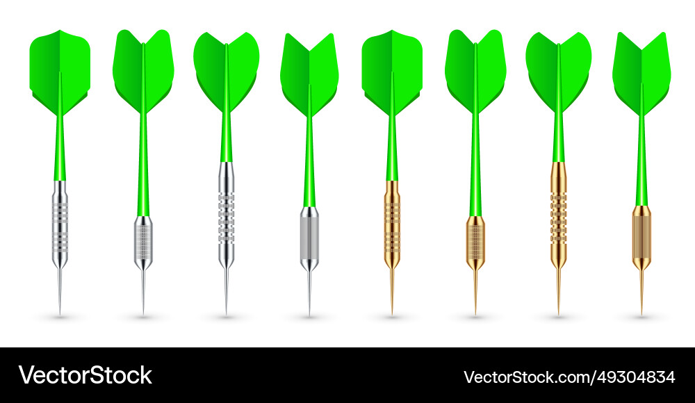Green dart arrows with metal tip and shadow Green dart arrows with metal tip and shadow vector image