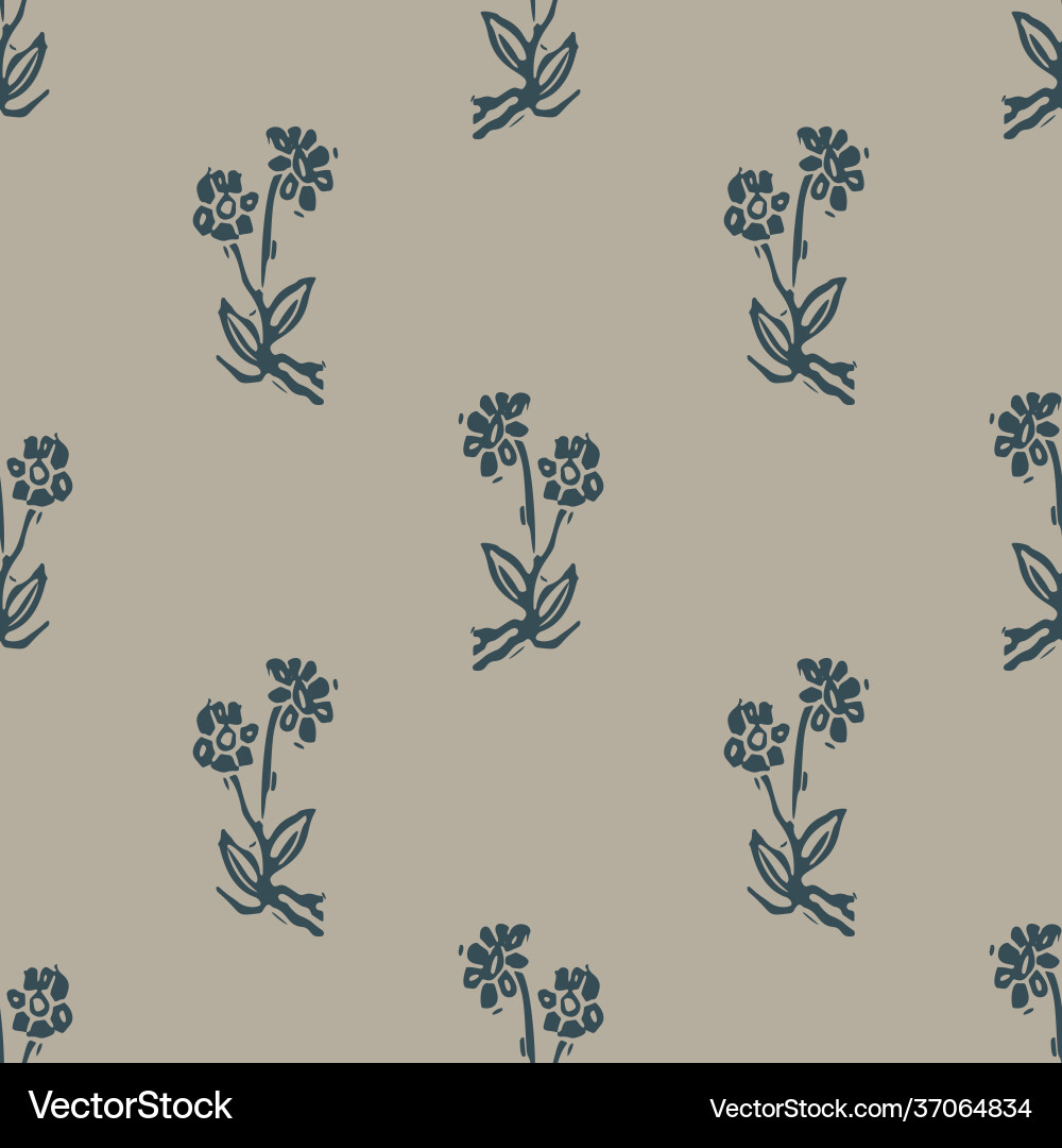 Handmade carved block print flower seamless Handmade carved block print flower seamless Vector Image