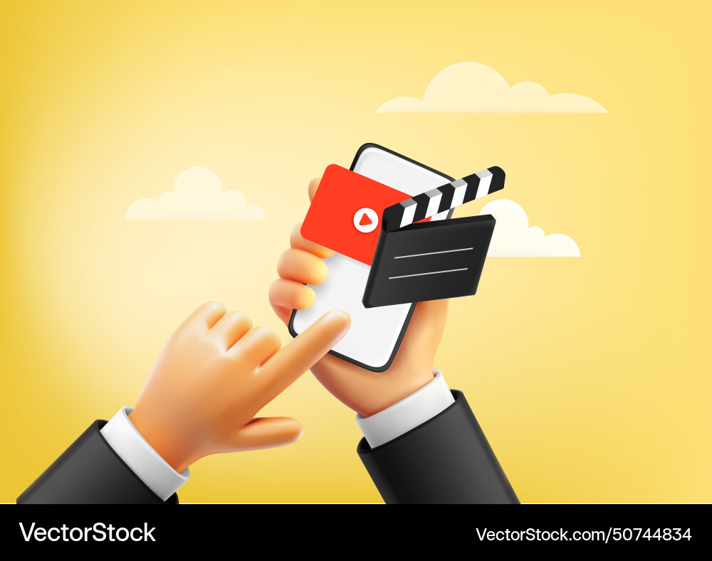 Man using video application on modern smartphone Man using video application on modern smartphone vector image