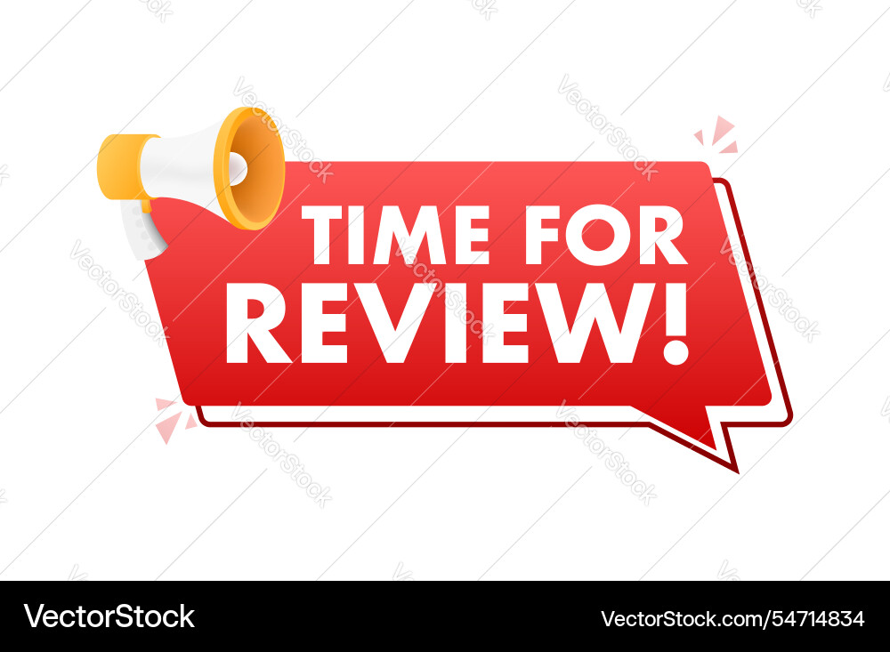 Megaphone announcing time for review in speech Megaphone announcing time for review in speech vector image