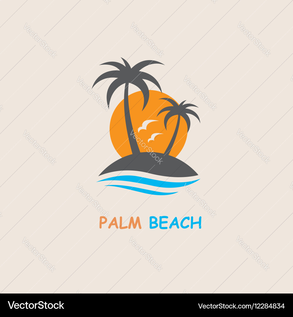 Palm Tree Island Label vector image