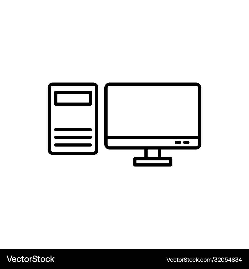 Personal computer line icon set design Personal computer line icon set design vector image