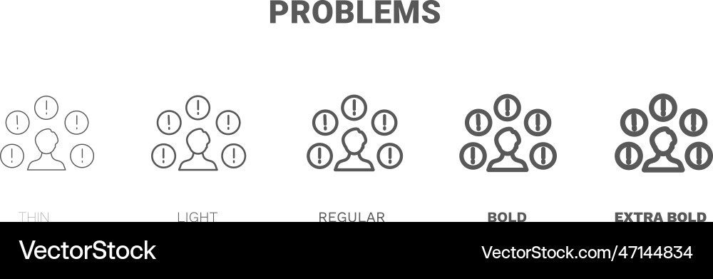 Problems icon thin regular bold and more Problems icon thin regular bold and more vector image