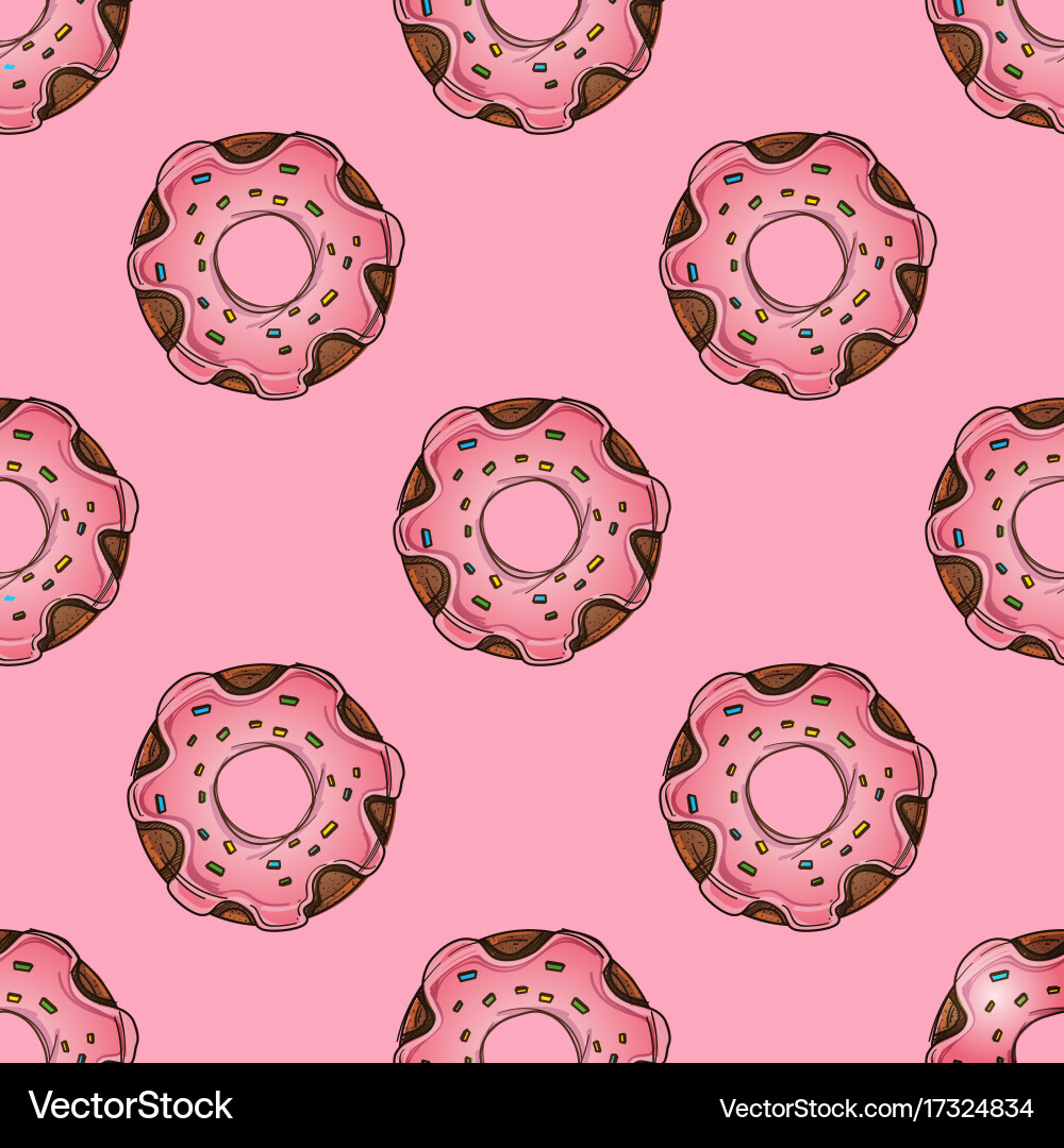 Seamless pattern from multi-colored donuts vector image