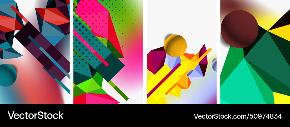 Set of geometric abstract composition with spheres Set of geometric abstract composition with spheres vector image