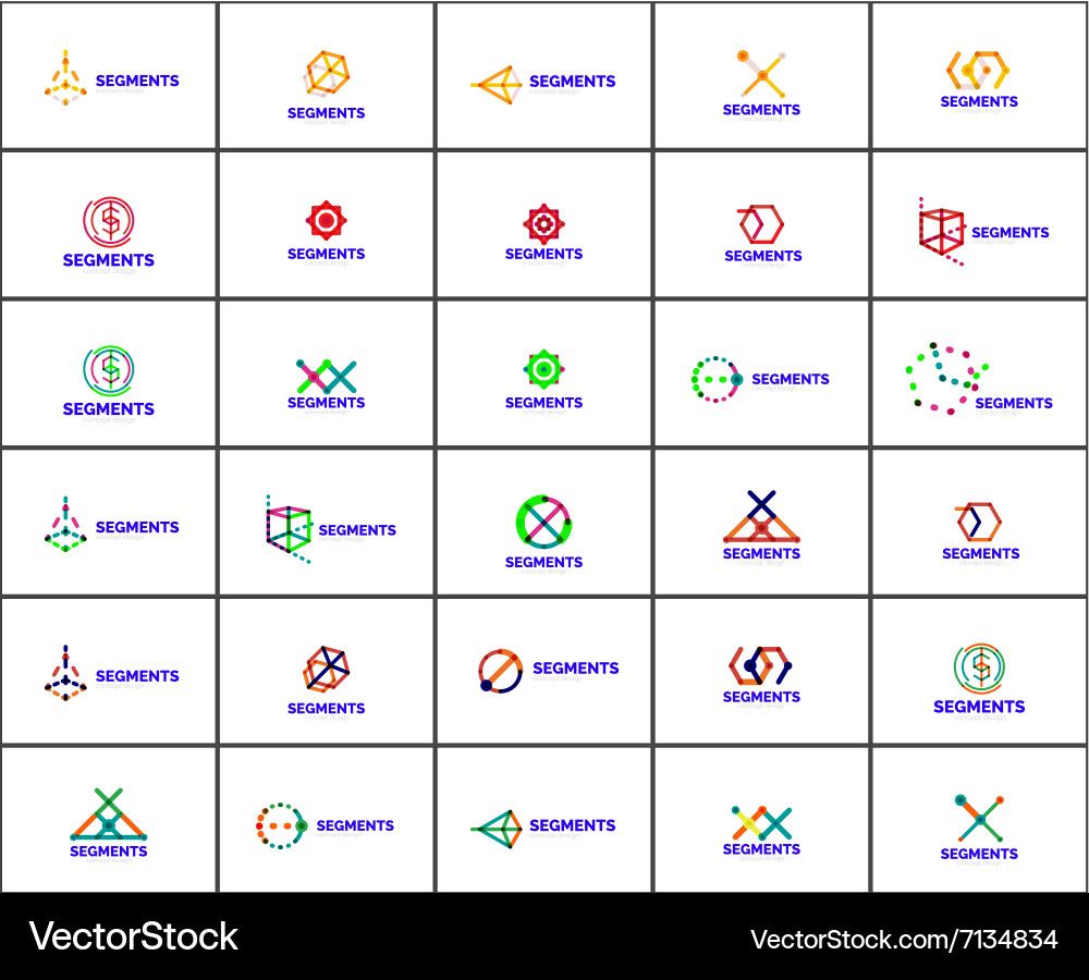Set of linear abstract logos and swirl shapes Vector Image