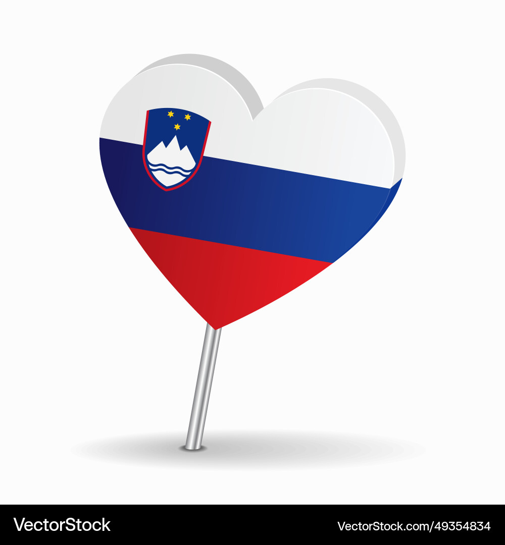 Slovenian flag heart-shaped map pointer layout Slovenian flag heart-shaped map pointer layout Vector Image