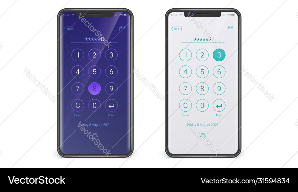 Smartphones with digital dial ui screen Smartphones with digital dial ui screen vector image