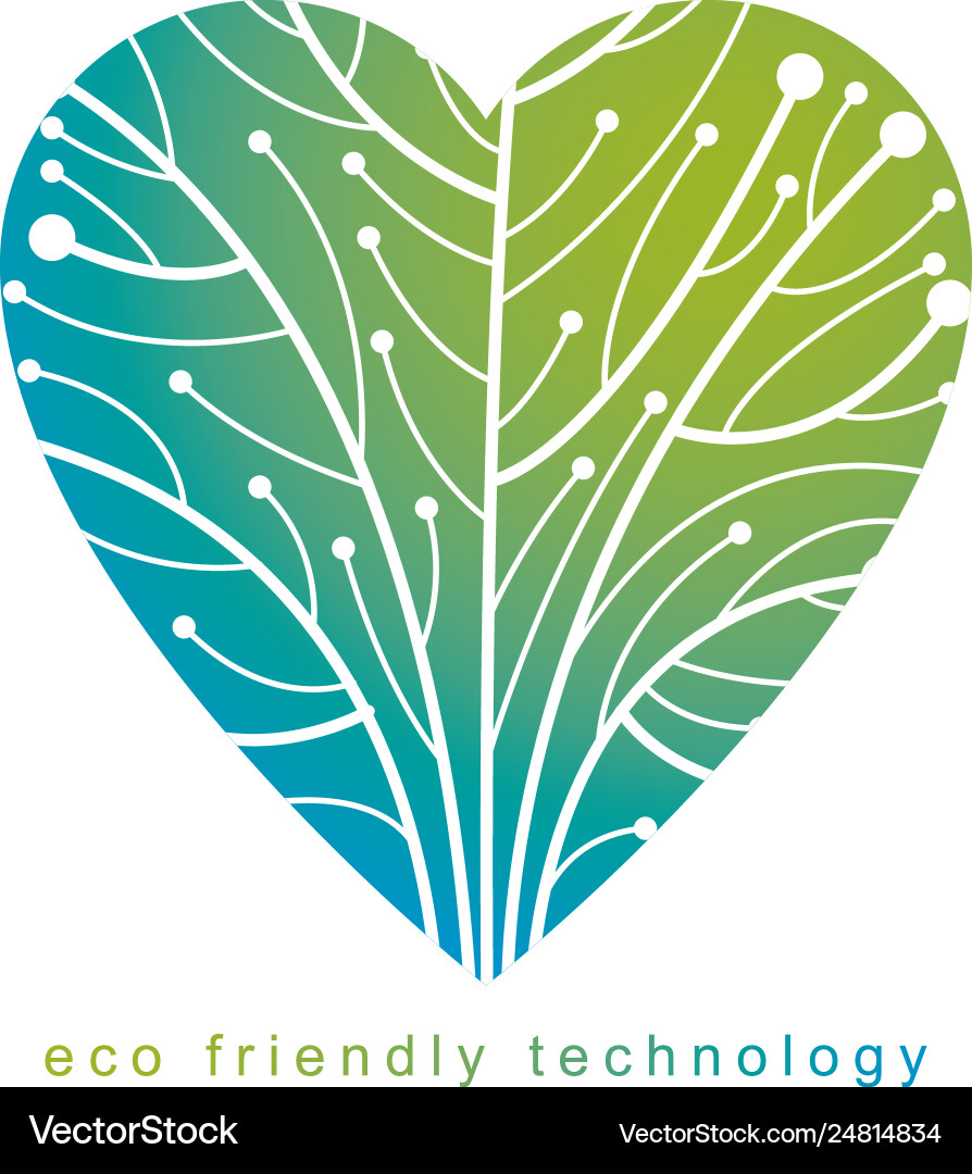 Tree in shape heart created with wireframe Vector Image