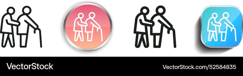Carer icon thin linear regular and button style Vector Image