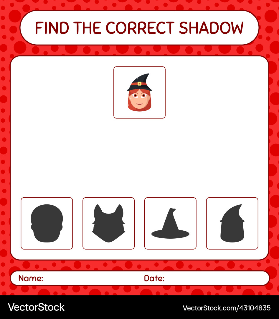 Find the correct shadows game with witch Find the correct shadows game with witch vector image