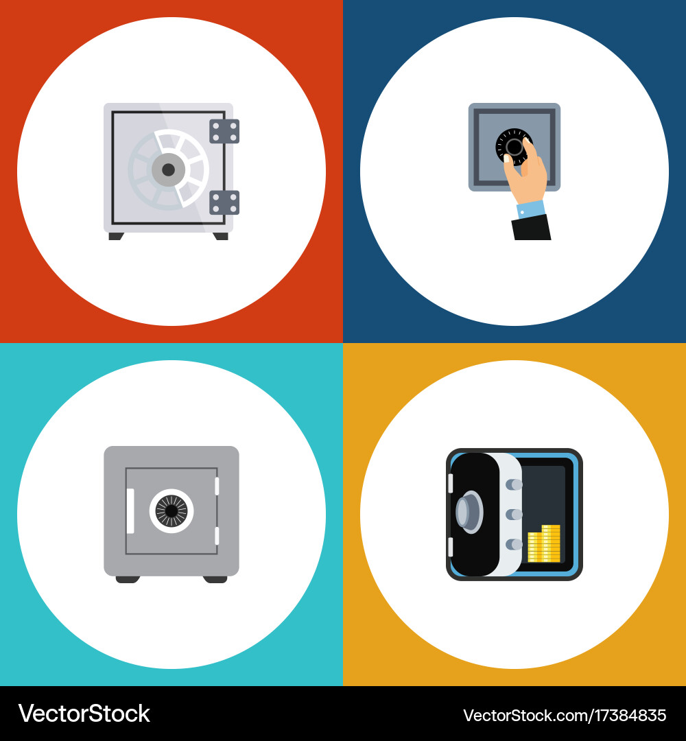 Flat icon strongbox set of security closed Vector Image