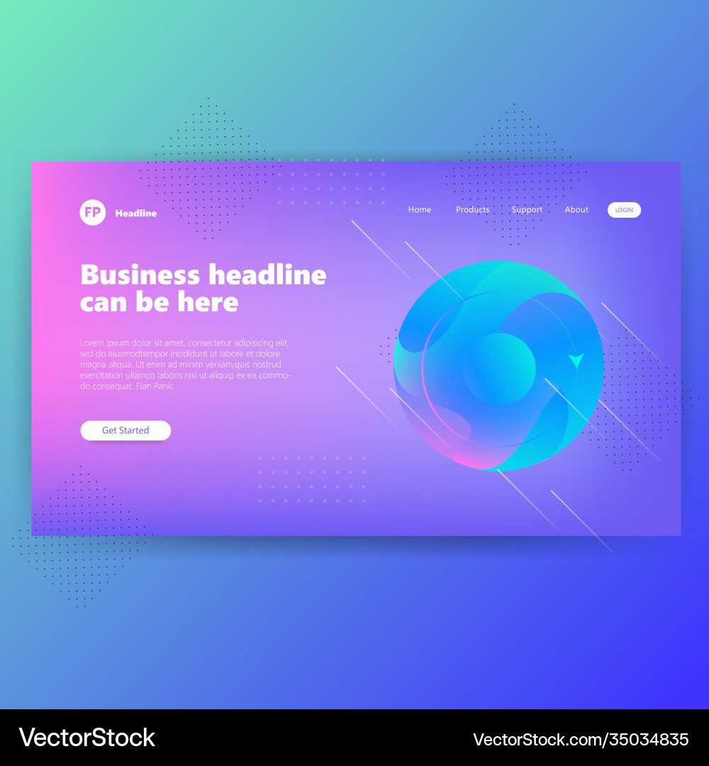 Landing page template with gradient modern webpage vector image