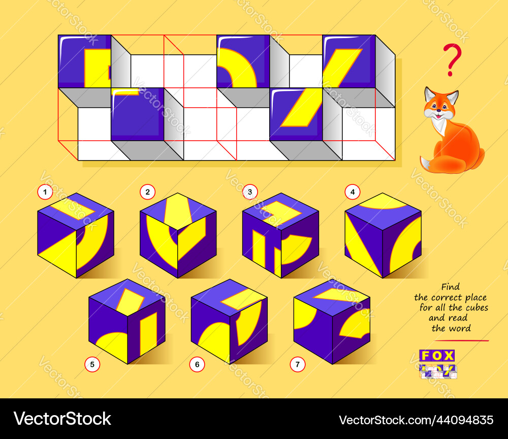 Logic game for smartest 3d puzzle find Logic game for smartest 3d puzzle find vector image