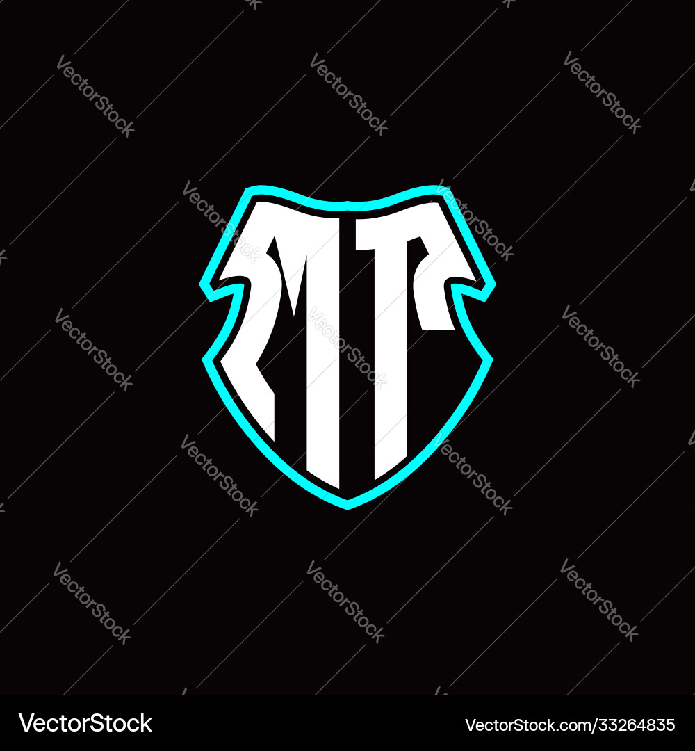 Mt initial logo design with a shield shape vector image