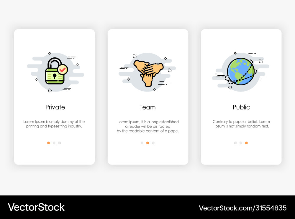 Onboarding screens design in security and access Vector Image