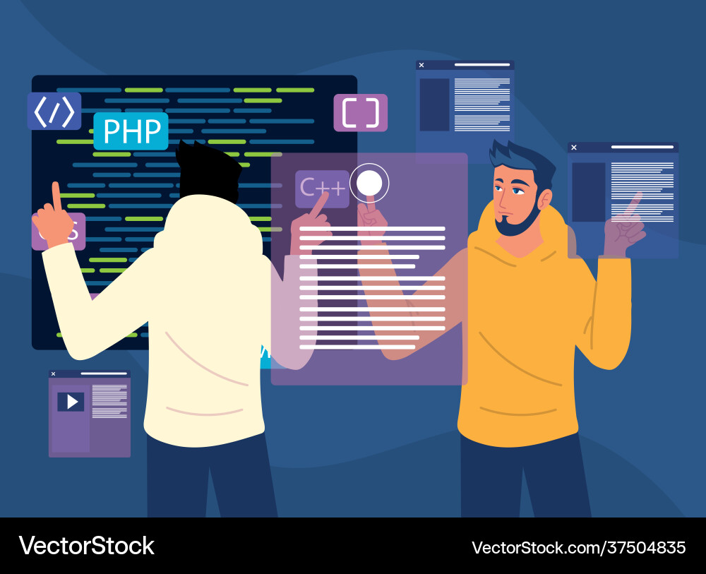 Programmers with websites vector image