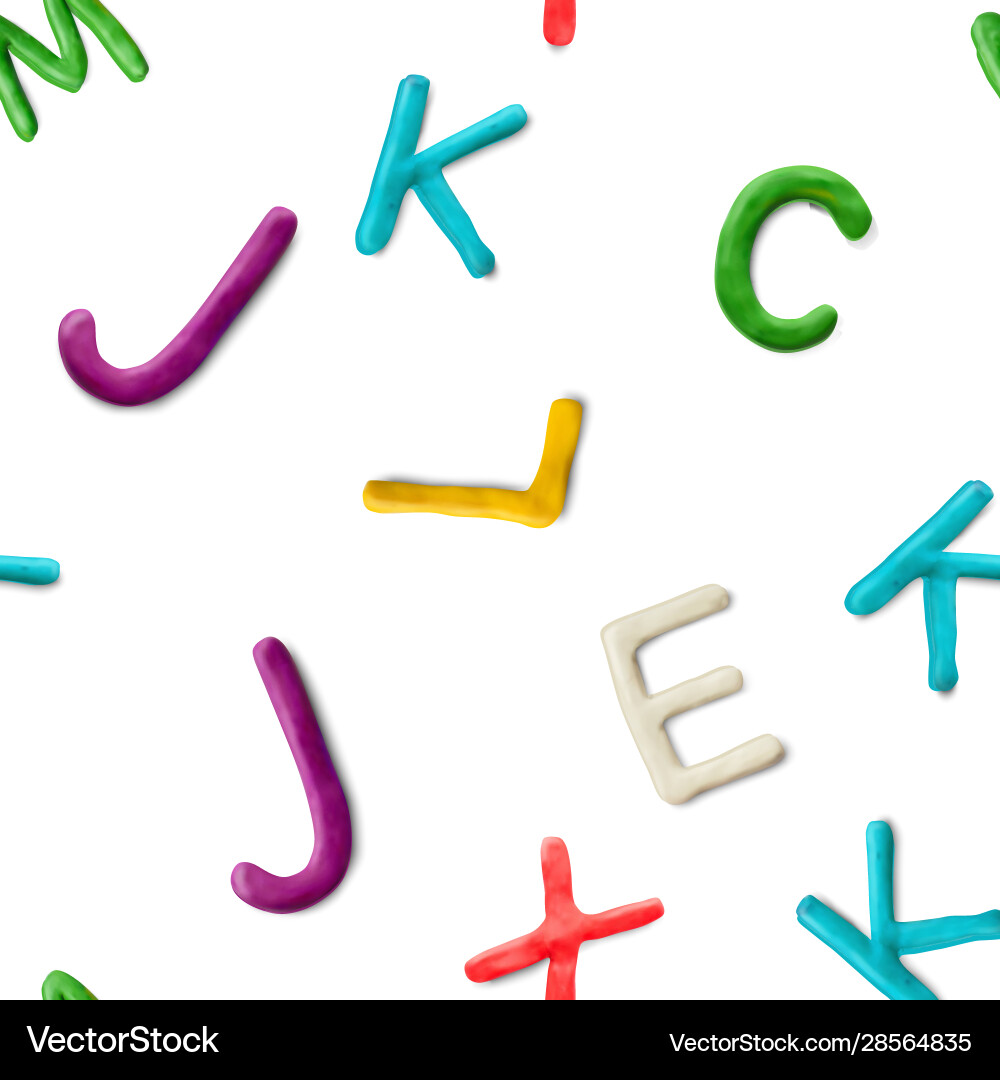 Seamless pattern with alphabet handmade modeling Vector Image
