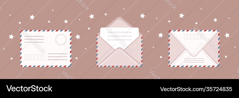 Set different envelope e-mail icon retro Set different envelope e-mail icon retro vector image