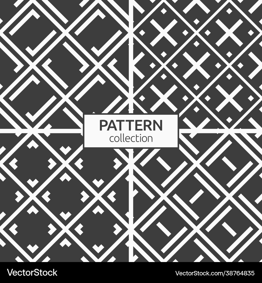 Set four seamless rhombuses patterns with bold Set four seamless rhombuses patterns with bold vector image