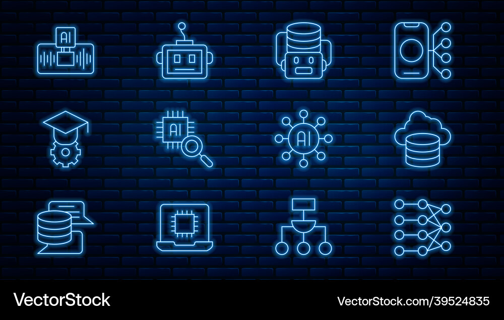 Set line neural network cloud database Set line neural network cloud database vector image