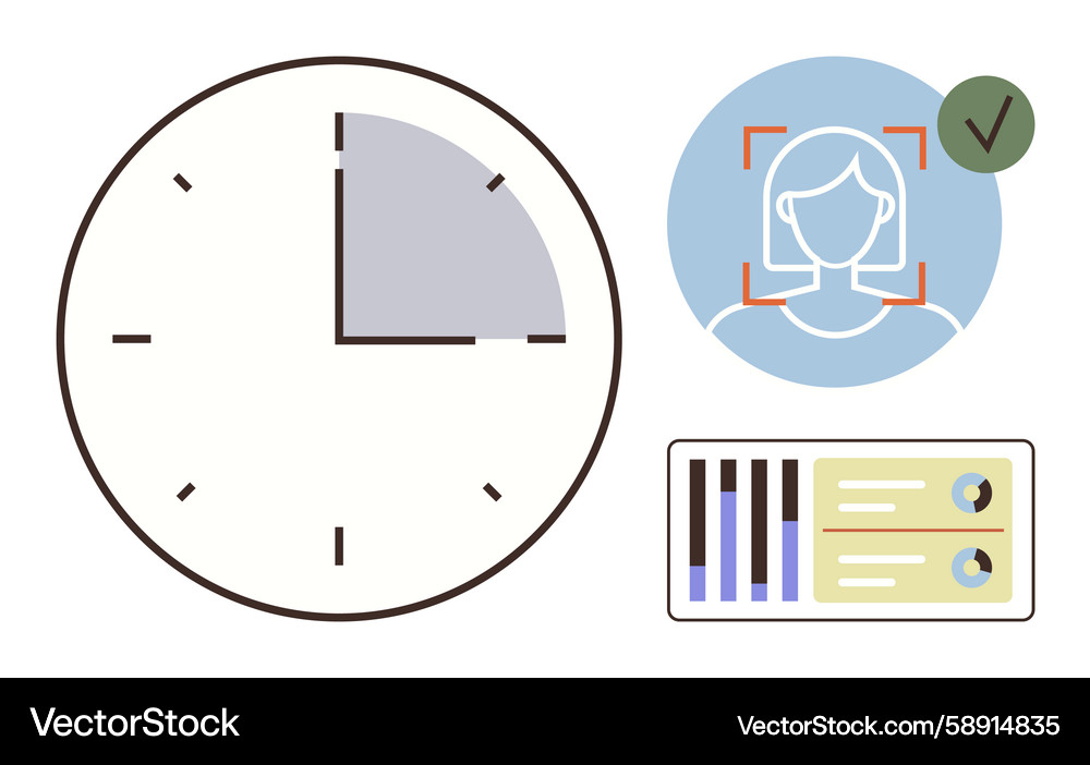 Time management identity verification and data Time management identity verification and data Vector Image