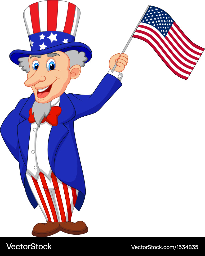 Uncle Sam with American Flag Vector Image
