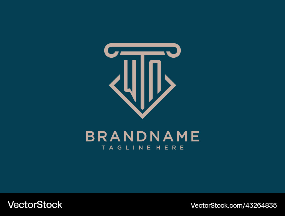 Wn initial with pillar icon design clean Vector Image