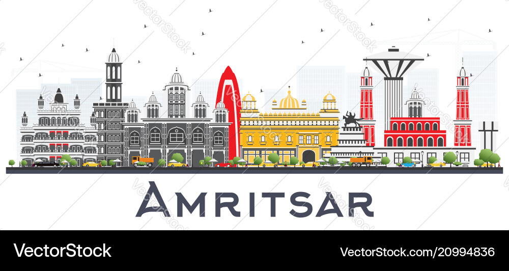 Amritsar india city skyline with gray buildings Amritsar india city skyline with gray buildings vector image