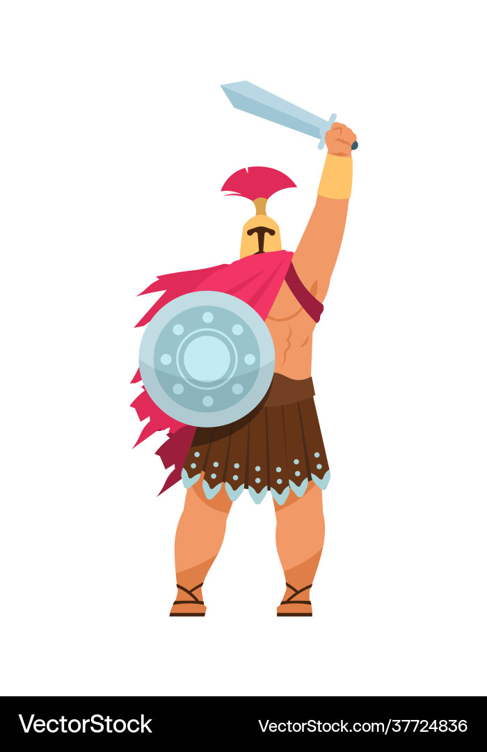 Ares greek god war cartoon male character vector image