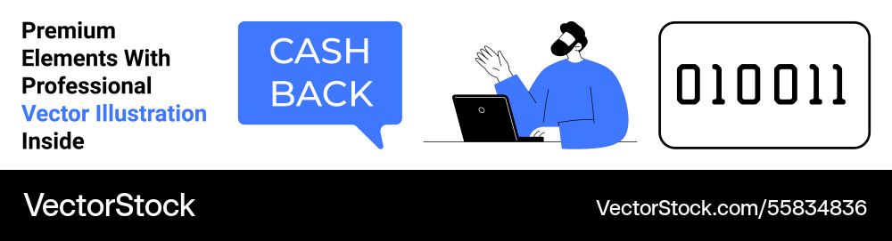 Digital cashback and binary data concept Digital cashback and binary data concept vector image