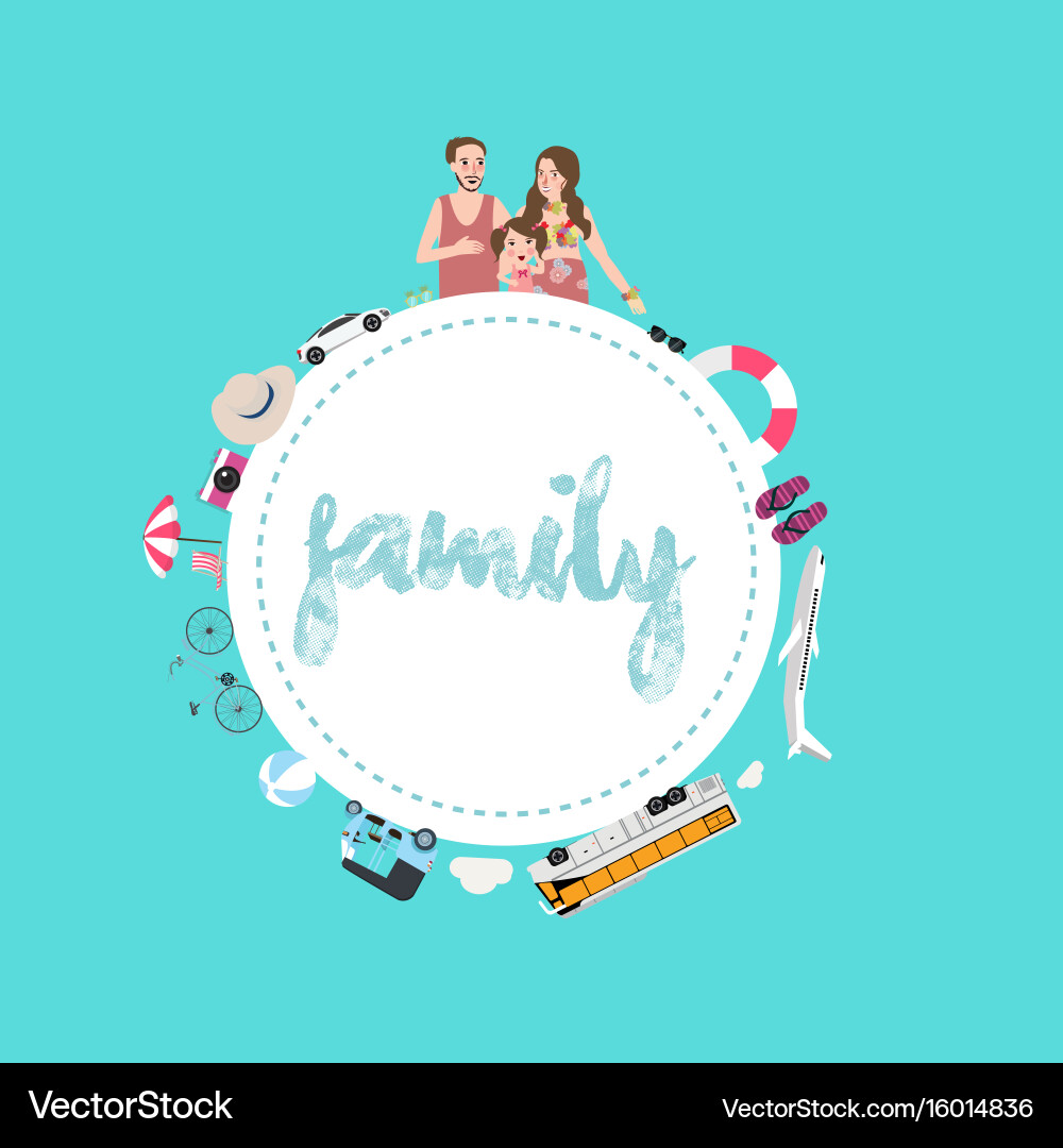 Family mom dad and kids travel transportation vector image