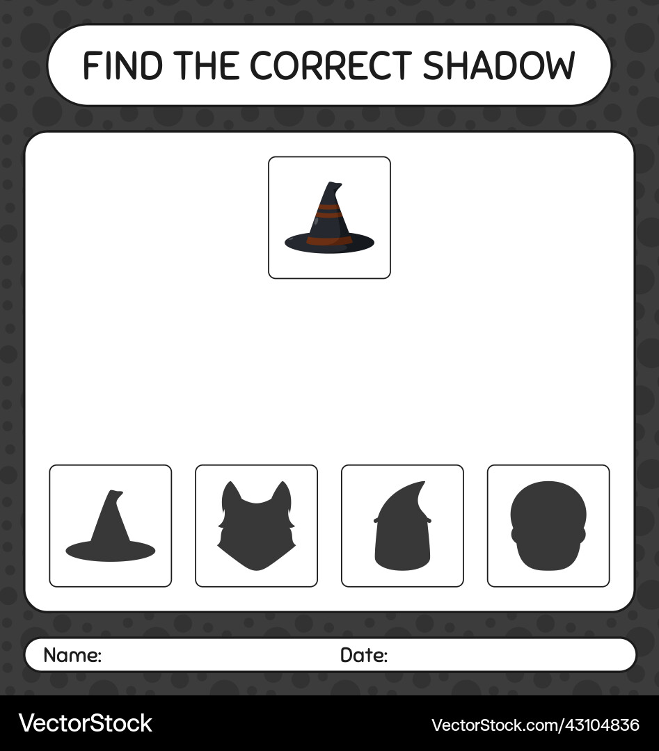 Find the correct shadows game with witchs hat Find the correct shadows game with witchs hat vector image