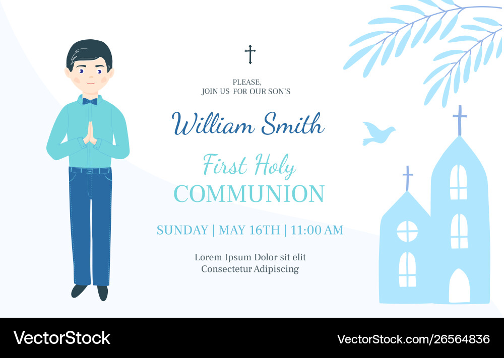 First holy communion invitation design template First holy communion invitation design template vector image