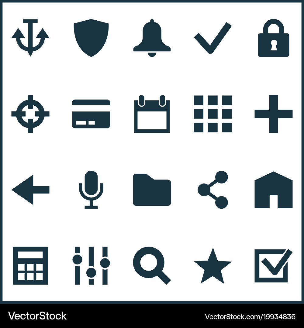 Interface icons set with apps task folder vector image