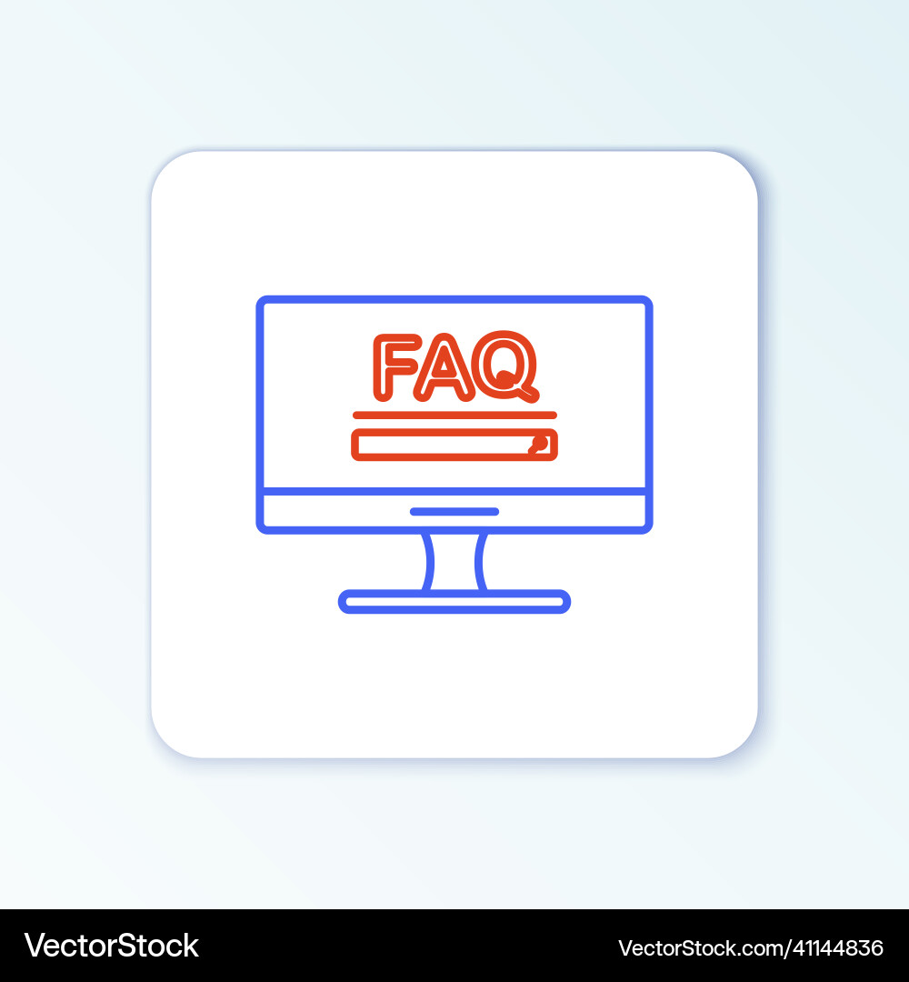 Line computer monitor with text faq information Line computer monitor with text faq information vector image