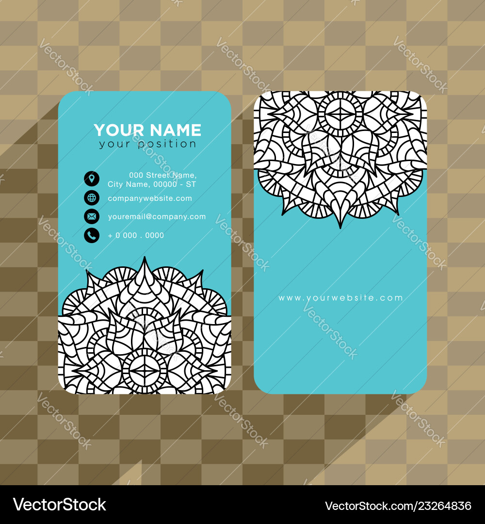 Mandala pattern name card template Mandala pattern name card template vector image