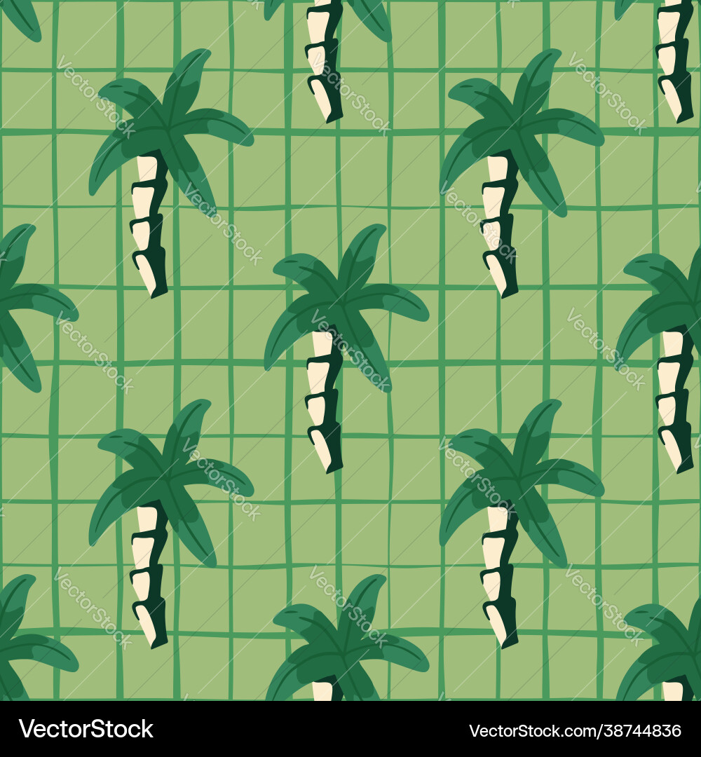 Palm tree seamless pattern on lines background Vector Image