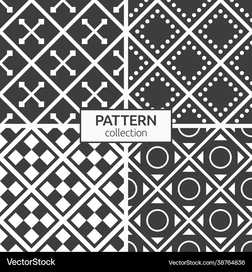 Set four rhombuses tiles seamless patterns Set four rhombuses tiles seamless patterns vector image