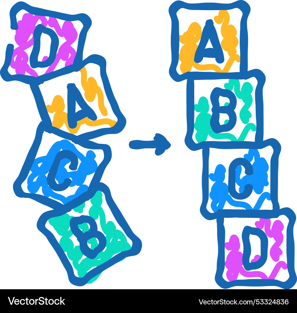 Sortieren von Algorithmus-Symbol doodle Vektorbild
