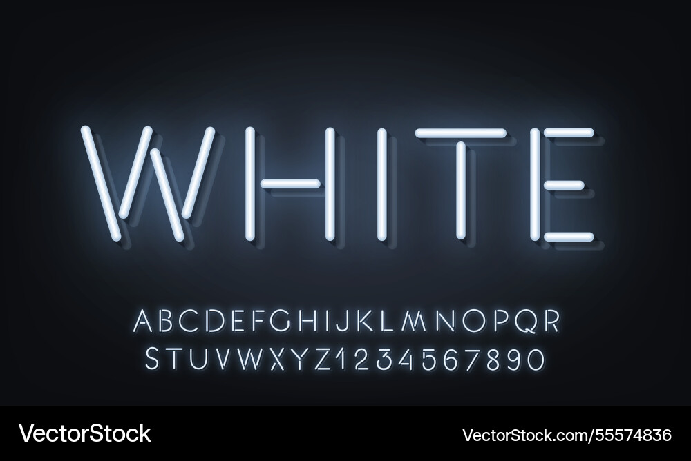 White neon reflection font on dark background White neon reflection font on dark background vector image