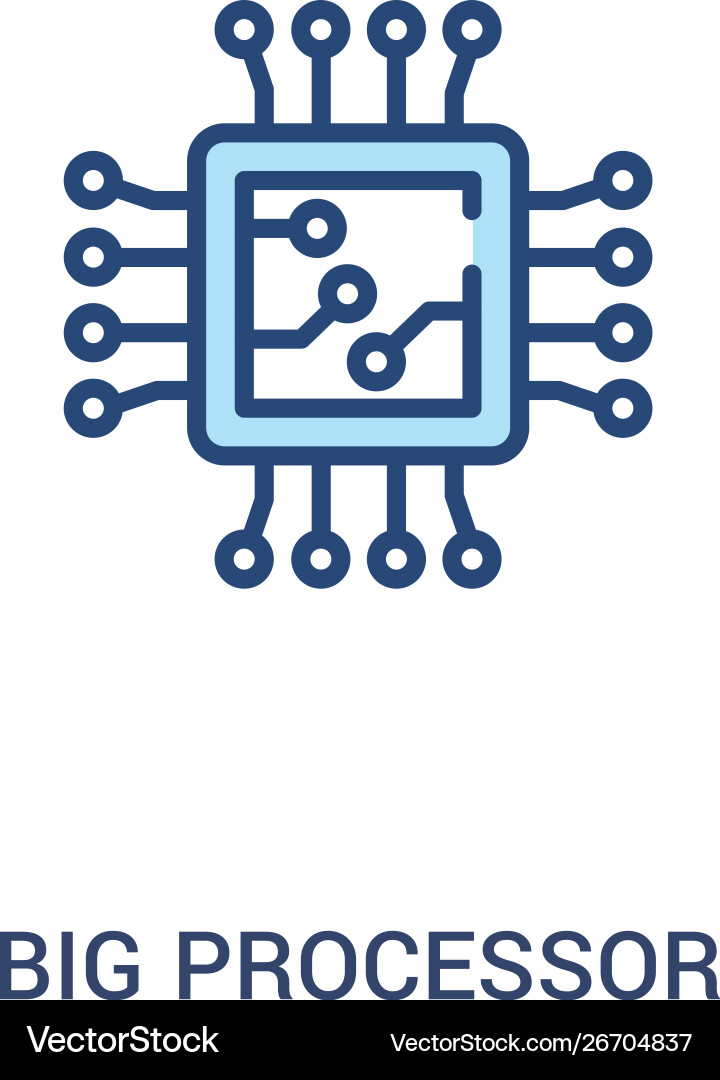 Big processor concept 2 colored icon simple line Big processor concept 2 colored icon simple line vector image
