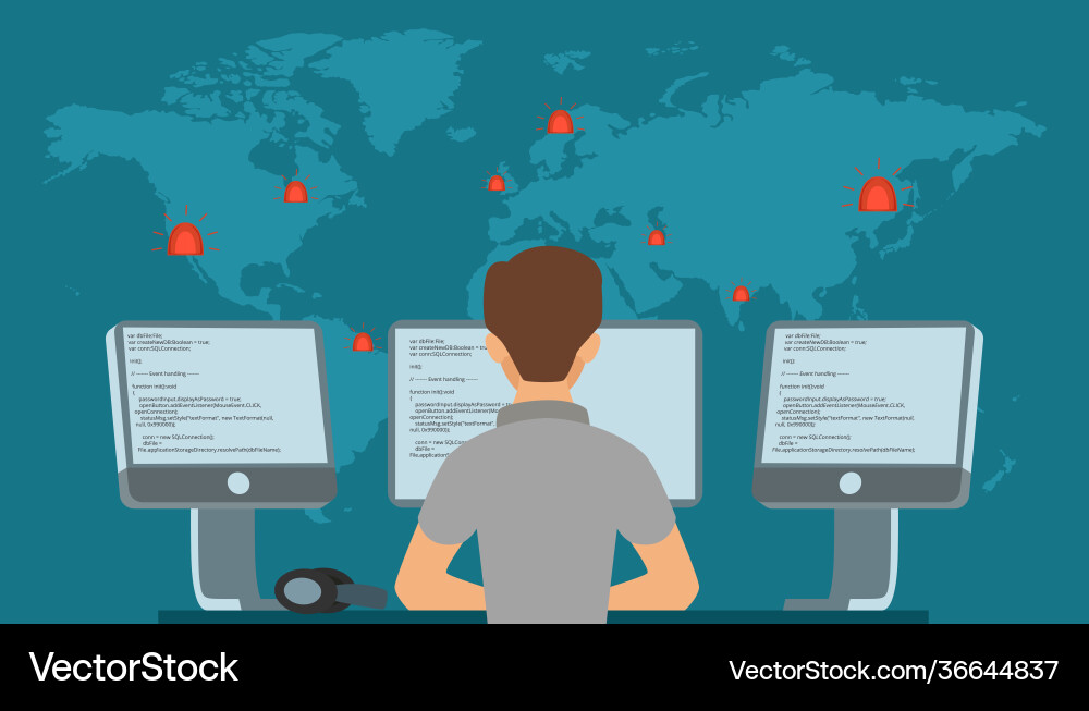 Cyberattack Prevention - Hacker Threat Vector Image