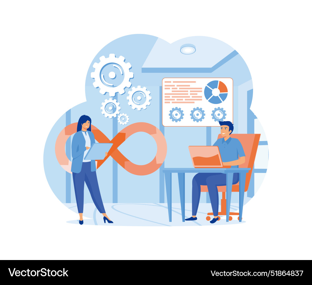 Dev0ps engineers web design with people Dev0ps engineers web design with people vector image