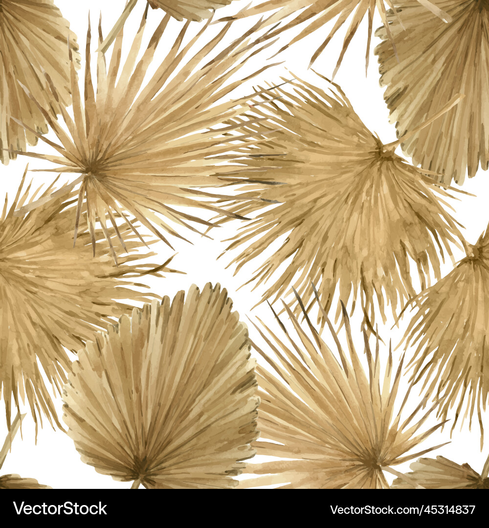 Golden Tropical Palm Leaves Pattern Vector Image