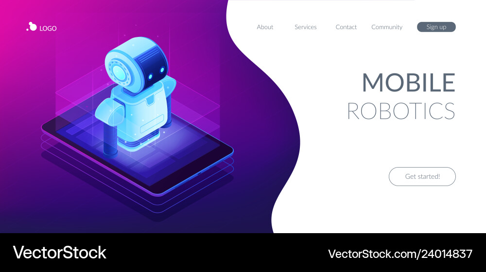 Mobile robotics isometric3d landing page Mobile robotics isometric3d landing page Vector Image