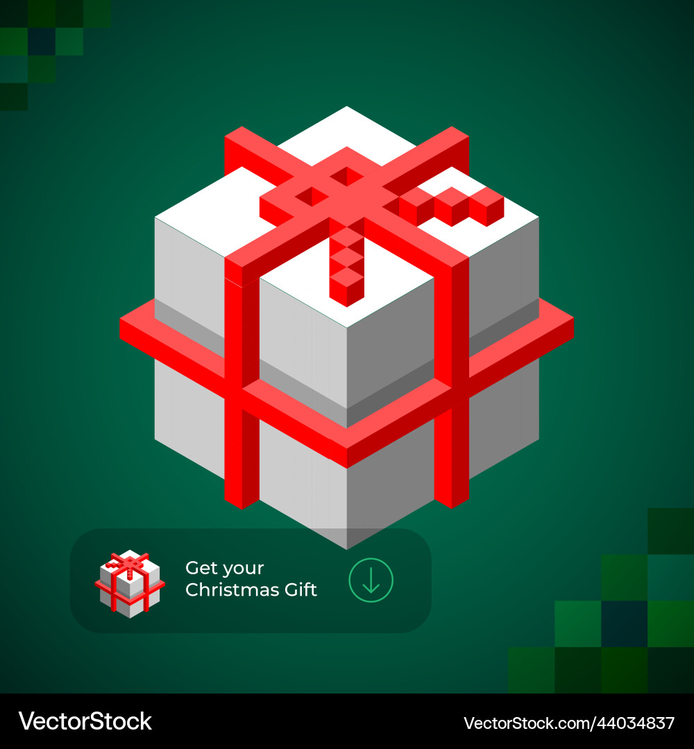Pixel Crypto Christmas Gift Cube – Royalty-Free Vector | VectorStock